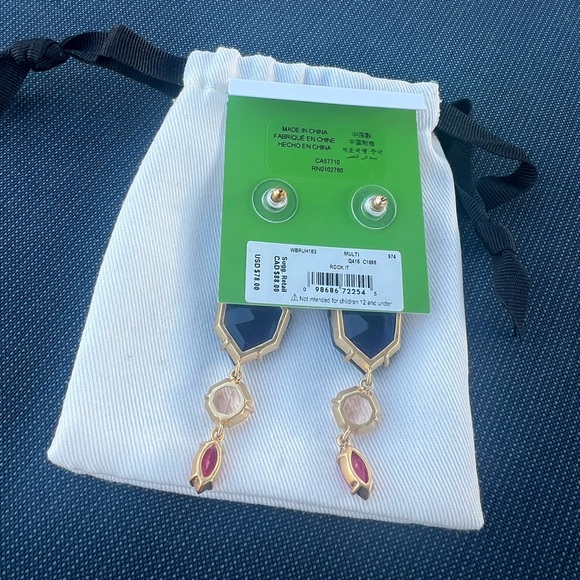 KATE SPADE SHE HAS SPARK CRYSTAL LINEAR DROP EARRINGS. NWT. - Picture 3 of 4